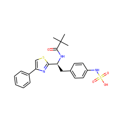 CC(C)(C)C(=O)N[C@@H](Cc1ccc(NS(=O)(=O)O)cc1)c1nc(-c2ccccc2)cs1 ZINC000114377714
