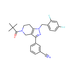 CC(C)(C)C(=O)N1CCc2c(c(-c3cccc(C#N)c3)nn2Cc2ccc(F)cc2F)C1 ZINC000204903409