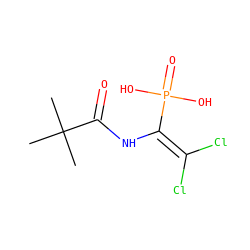 CC(C)(C)C(=O)NC(=C(Cl)Cl)P(=O)(O)O ZINC000003012361