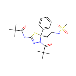 CC(C)(C)C(=O)NC1=NN(C(=O)C(C)(C)C)[C@](CCNS(C)(=O)=O)(c2ccccc2)S1 ZINC000116213755