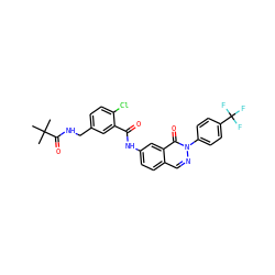CC(C)(C)C(=O)NCc1ccc(Cl)c(C(=O)Nc2ccc3cnn(-c4ccc(C(F)(F)F)cc4)c(=O)c3c2)c1 ZINC000146749424