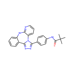 CC(C)(C)C(=O)Nc1ccc(-c2nnc3n2-c2cccnc2Nc2ccccc2-3)cc1 ZINC000142186314