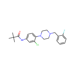 CC(C)(C)C(=O)Nc1ccc(N2CCN(Cc3ccccc3F)CC2)c(Cl)c1 ZINC000064559230
