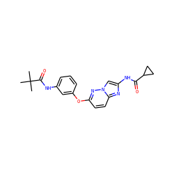 CC(C)(C)C(=O)Nc1cccc(Oc2ccc3nc(NC(=O)C4CC4)cn3n2)c1 ZINC000095605506