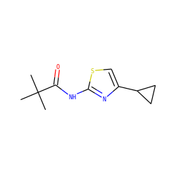CC(C)(C)C(=O)Nc1nc(C2CC2)cs1 ZINC000070251240