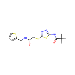 CC(C)(C)C(=O)Nc1nnc(SCC(=O)NCc2cccs2)s1 ZINC000004905709