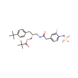 CC(C)(C)C(=O)OC[C@@H](CNC(=O)Cc1ccc(NS(C)(=O)=O)c(F)c1)Cc1ccc(C(C)(C)C)cc1 ZINC000014973123