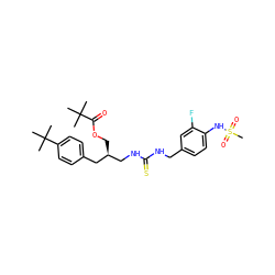 CC(C)(C)C(=O)OC[C@@H](CNC(=S)NCc1ccc(NS(C)(=O)=O)c(F)c1)Cc1ccc(C(C)(C)C)cc1 ZINC000014973115
