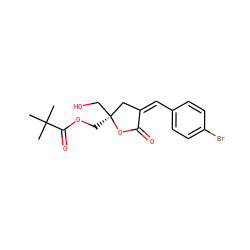 CC(C)(C)C(=O)OC[C@]1(CO)C/C(=C/c2ccc(Br)cc2)C(=O)O1 ZINC000040845513