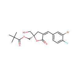 CC(C)(C)C(=O)OC[C@]1(CO)C/C(=C/c2ccc(F)c(Br)c2)C(=O)O1 ZINC000040860209