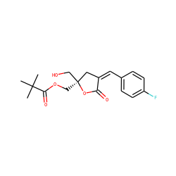 CC(C)(C)C(=O)OC[C@]1(CO)C/C(=C/c2ccc(F)cc2)C(=O)O1 ZINC000040379228