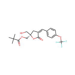 CC(C)(C)C(=O)OC[C@]1(CO)C/C(=C/c2ccc(OC(F)(F)F)cc2)C(=O)O1 ZINC000045495898