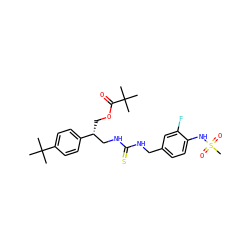 CC(C)(C)C(=O)OC[C@H](CNC(=S)NCc1ccc(NS(C)(=O)=O)c(F)c1)c1ccc(C(C)(C)C)cc1 ZINC000084638155