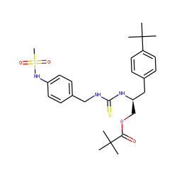 CC(C)(C)C(=O)OC[C@H](Cc1ccc(C(C)(C)C)cc1)NC(=S)NCc1ccc(NS(C)(=O)=O)cc1 ZINC000084757290