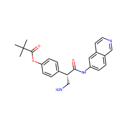 CC(C)(C)C(=O)Oc1ccc([C@@H](CN)C(=O)Nc2ccc3cnccc3c2)cc1 ZINC000113151659