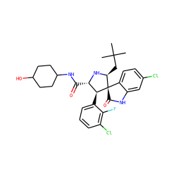 CC(C)(C)C[C@@H]1N[C@@H](C(=O)NC2CCC(O)CC2)[C@H](c2cccc(Cl)c2F)[C@]12C(=O)Nc1cc(Cl)ccc12 ZINC000096269677