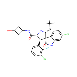 CC(C)(C)C[C@H]1N[C@@H](C(=O)NC2CC(O)C2)[C@H](c2cccc(Cl)c2F)[C@@]12C(=O)Nc1cc(Cl)ccc12 ZINC000147080243