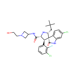 CC(C)(C)C[C@H]1N[C@@H](C(=O)NC2CN(CCO)C2)[C@H](c2cccc(Cl)c2F)[C@@]12C(=O)Nc1cc(Cl)ccc12 ZINC000147300638