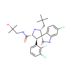 CC(C)(C)C[C@H]1N[C@@H](C(=O)NCC(C)(C)O)[C@H](c2cccc(Cl)c2F)[C@@]12C(=O)Nc1cc(Cl)ccc12 ZINC000147201699