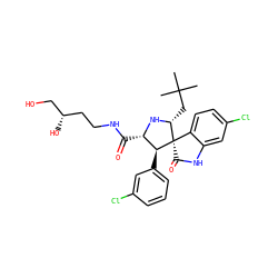 CC(C)(C)C[C@H]1N[C@@H](C(=O)NCC[C@H](O)CO)[C@H](c2cccc(Cl)c2)[C@@]12C(=O)Nc1cc(Cl)ccc12 ZINC000049711305