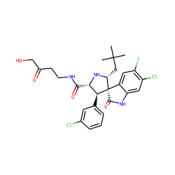 CC(C)(C)C[C@H]1N[C@@H](C(=O)NCCC(=O)CO)[C@H](c2cccc(Cl)c2)[C@@]12C(=O)Nc1cc(Cl)c(F)cc12 ZINC000144416273