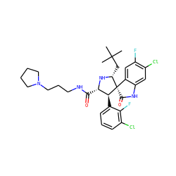 CC(C)(C)C[C@H]1N[C@@H](C(=O)NCCCN2CCCC2)[C@H](c2cccc(Cl)c2F)[C@@]12C(=O)Nc1cc(Cl)c(F)cc12 ZINC000144951913