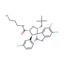 CC(C)(C)C[C@H]1N[C@@H](C(=O)NCCCO)[C@H](c2cccc(Cl)c2)[C@@]12C(=O)Nc1cc(Cl)c(F)cc12 ZINC000145756321