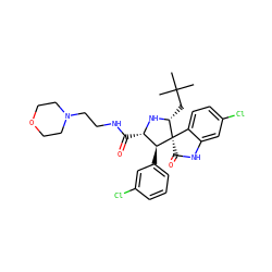 CC(C)(C)C[C@H]1N[C@@H](C(=O)NCCN2CCOCC2)[C@H](c2cccc(Cl)c2)[C@@]12C(=O)Nc1cc(Cl)ccc12 ZINC000036184573