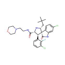 CC(C)(C)C[C@H]1N[C@@H](C(=O)NCCN2CCOCC2)[C@H](c2cccc(Cl)c2F)[C@@]12C(=O)Nc1cc(Cl)ccc12 ZINC000036184574