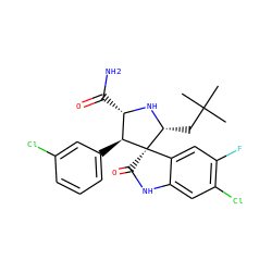 CC(C)(C)C[C@H]1N[C@@H](C(N)=O)[C@H](c2cccc(Cl)c2)[C@@]12C(=O)Nc1cc(Cl)c(F)cc12 ZINC000144351592