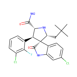 CC(C)(C)C[C@H]1N[C@@H](C(N)=O)[C@H](c2cccc(Cl)c2F)[C@@]12C(=O)Nc1cc(Cl)ccc12 ZINC000167429559