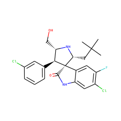 CC(C)(C)C[C@H]1N[C@@H](CO)[C@H](c2cccc(Cl)c2)[C@@]12C(=O)Nc1cc(Cl)c(F)cc12 ZINC000145510785
