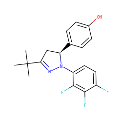 CC(C)(C)C1=NN(c2ccc(F)c(F)c2F)[C@H](c2ccc(O)cc2)C1 ZINC000299826040