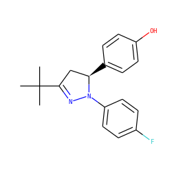 CC(C)(C)C1=NN(c2ccc(F)cc2)[C@H](c2ccc(O)cc2)C1 ZINC000299832763