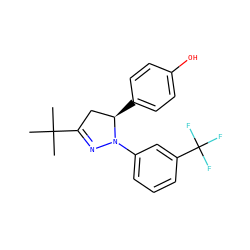 CC(C)(C)C1=NN(c2cccc(C(F)(F)F)c2)[C@H](c2ccc(O)cc2)C1 ZINC000299826003