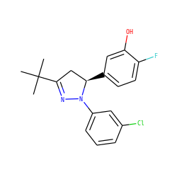 CC(C)(C)C1=NN(c2cccc(Cl)c2)[C@H](c2ccc(F)c(O)c2)C1 ZINC000299834508