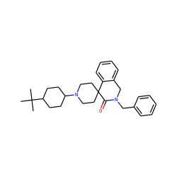 CC(C)(C)C1CCC(N2CCC3(CC2)C(=O)N(Cc2ccccc2)Cc2ccccc23)CC1 ZINC000014977302