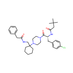 CC(C)(C)CC(=O)N[C@H](Cc1ccc(Cl)cc1)C(=O)N1CCN(C2(CNC(=O)Cc3ccccc3)CCCCC2)CC1 ZINC000028529694