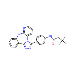 CC(C)(C)CC(=O)Nc1ccc(-c2nnc3n2-c2cccnc2Nc2ccccc2-3)cc1 ZINC000142277226