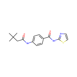 CC(C)(C)CC(=O)Nc1ccc(C(=O)Nc2nccs2)cc1 ZINC000024918458