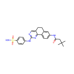 CC(C)(C)CC(=O)Nc1ccc2c(c1)CCc1cnc(Nc3ccc(S(N)(=O)=O)cc3)nc1-2 ZINC000049054361