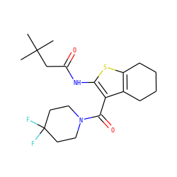 CC(C)(C)CC(=O)Nc1sc2c(c1C(=O)N1CCC(F)(F)CC1)CCCC2 ZINC000095559789