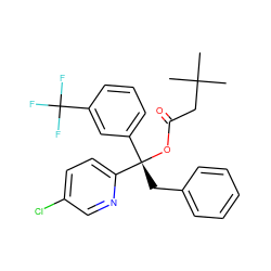 CC(C)(C)CC(=O)O[C@@](Cc1ccccc1)(c1cccc(C(F)(F)F)c1)c1ccc(Cl)cn1 ZINC000095556130