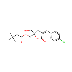 CC(C)(C)CC(=O)OC[C@]1(CO)C/C(=C/c2ccc(Cl)cc2)C(=O)O1 ZINC000040378970