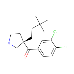 CC(C)(C)CC[C@]1(C(=O)c2ccc(Cl)c(Cl)c2)CCNC1 ZINC000058592042