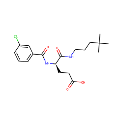 CC(C)(C)CCCNC(=O)[C@@H](CCC(=O)O)NC(=O)c1cccc(Cl)c1 ZINC000001544884