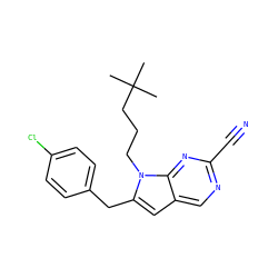 CC(C)(C)CCCn1c(Cc2ccc(Cl)cc2)cc2cnc(C#N)nc21 ZINC000045506522