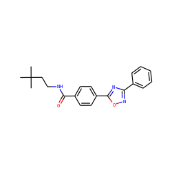 CC(C)(C)CCNC(=O)c1ccc(-c2nc(-c3ccccc3)no2)cc1 ZINC000013864686