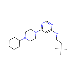 CC(C)(C)CCNc1cc(N2CCN(C3CCCCC3)CC2)ncn1 ZINC000073196534