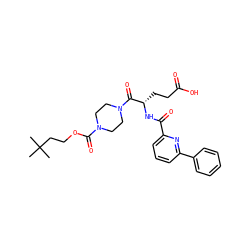 CC(C)(C)CCOC(=O)N1CCN(C(=O)[C@H](CCC(=O)O)NC(=O)c2cccc(-c3ccccc3)n2)CC1 ZINC000045364570